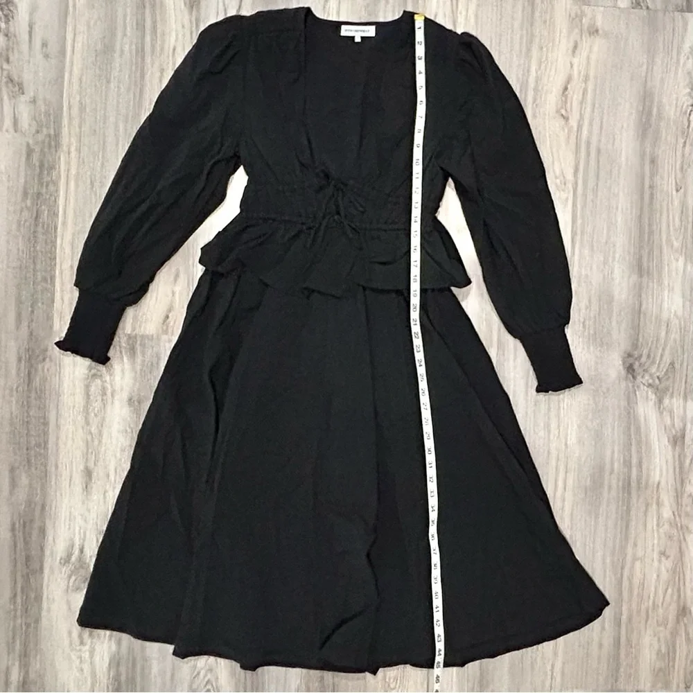 WeWoreWhat Plunging V Neck Long Sleeve Peasant Midi Dress Black Size M - Picture 3 of 10